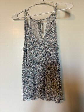 Floral Tank in Light Blue and Lavender